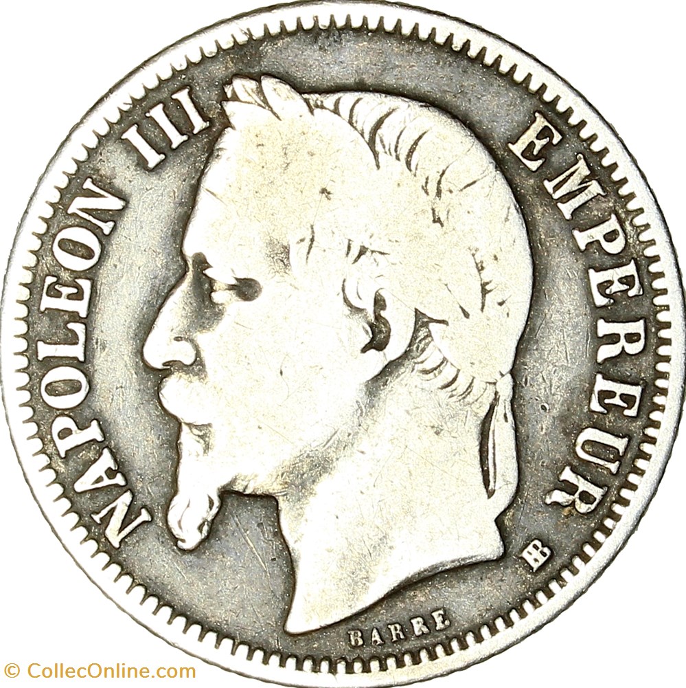 1 franc, tête laurée, Napoléon III, 1868, Strasbourg monnaies monde france 1 franc tete lauree napoleon iii 1868 strasbourg