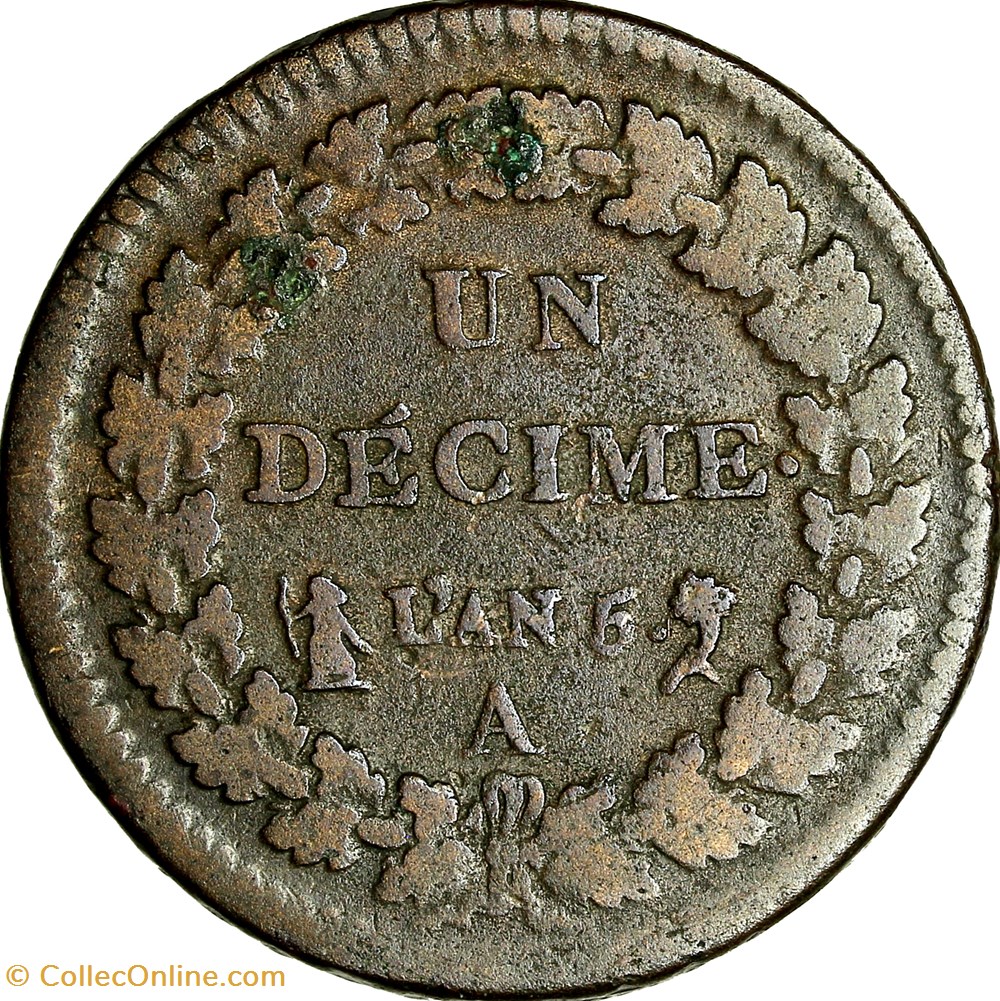 Un décime Dupré, grand module, Directoire, an 5, Paris monnaies monde france un decime dupre grand module directoire an 5 paris