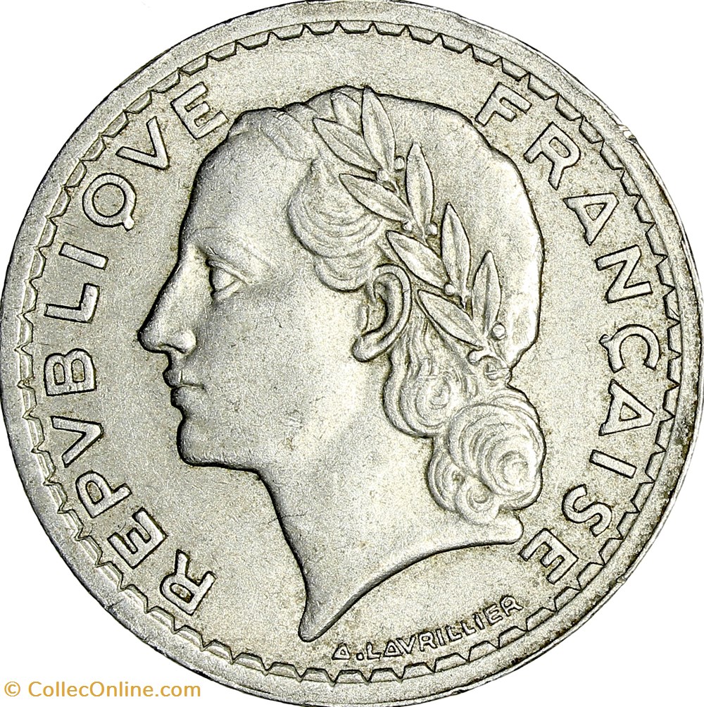 5 francs Lavrillier, aluminium, IVe République, 1948 monnaies france modernes 5 francs lavrillier aluminium ive republique 1948