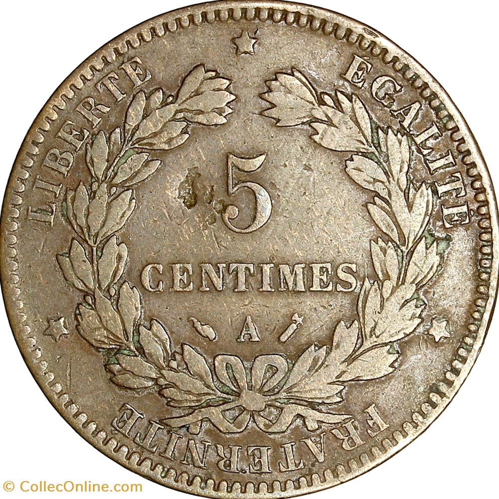 monnaies monde france 5 centimes ceres iiie republique 1896 faisceau paris