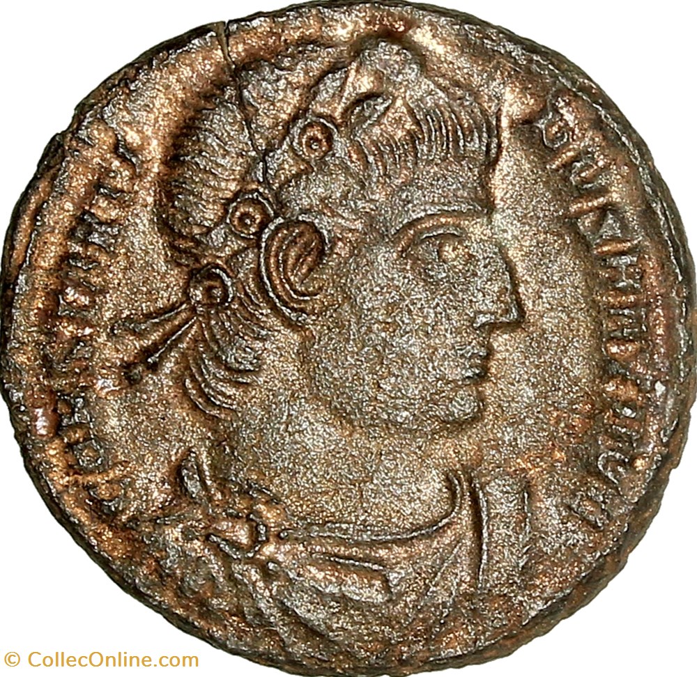 Centenionalis de Constantin Ier, Gloria Exercitus 2 enseignes, 334-335, Siscia monnaies antiques romaines imperiales et republicaines centenionalis de constantin ier gloria exercitus 2 enseignes 334 335 siscia