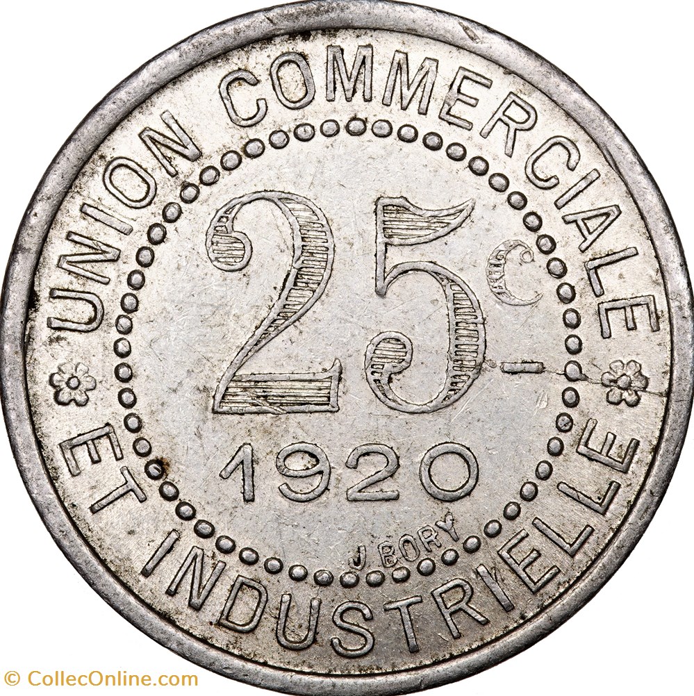 monnaies monde france 25 centimes union commerciale et industrielle de charlieu 1920