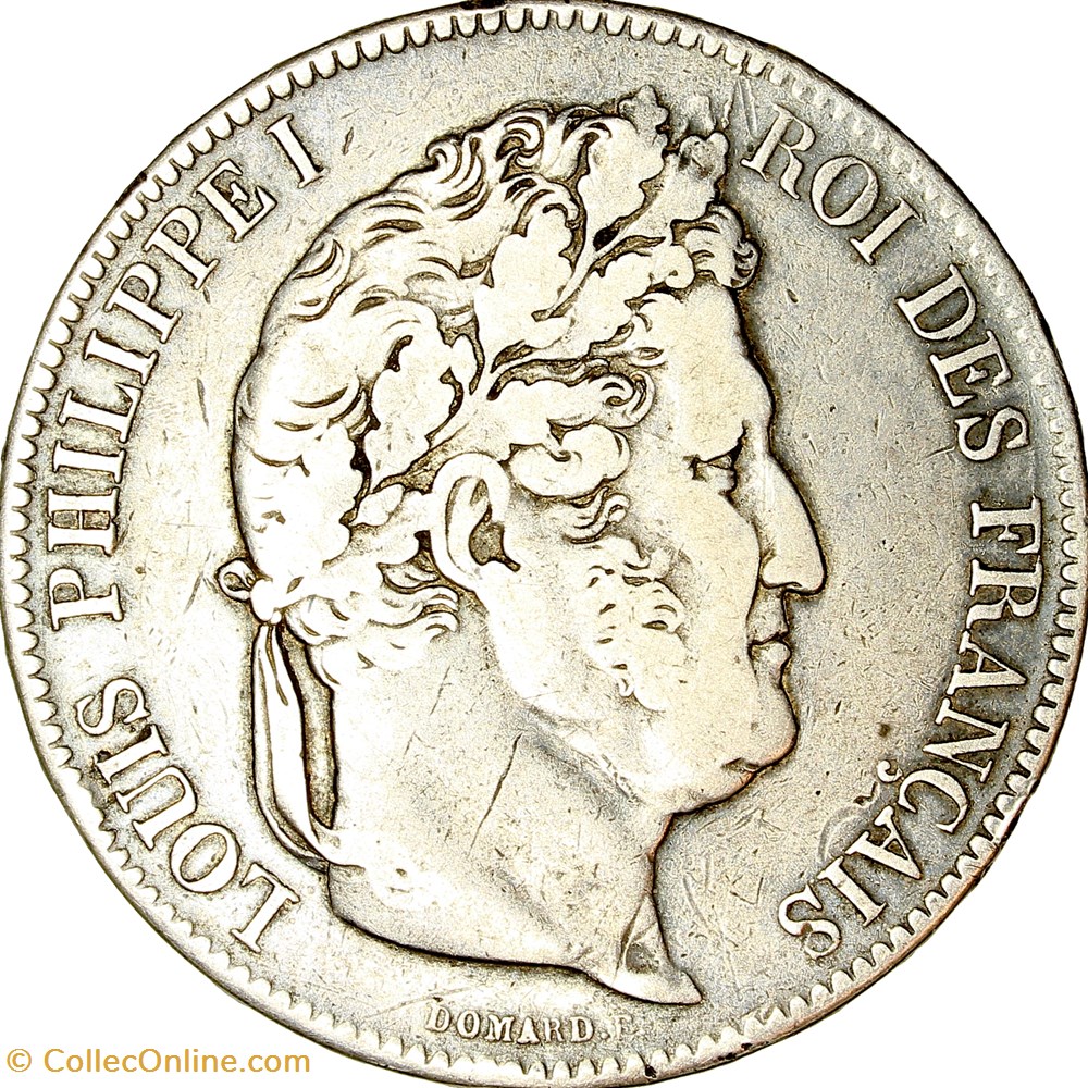 5 francs, 2e type Domard, Louis-Philippe Ier, 1843, Lille monnaies monde france 5 francs 2e type domard louis philippe ier 1843 lille