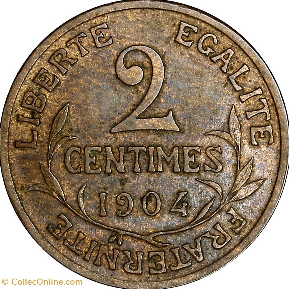 2 centimes Daniel-Dupuis, IIIe République, 1904 monnaies france modernes 2 centimes daniel dupuis iiie republique 1904