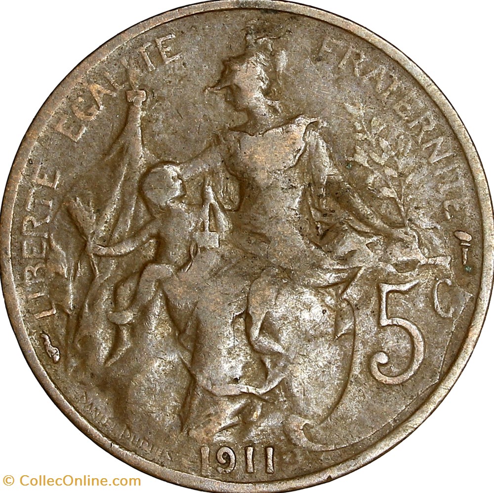 monnaies france modernes 5 centimes daniel dupuis iiie republique 1911