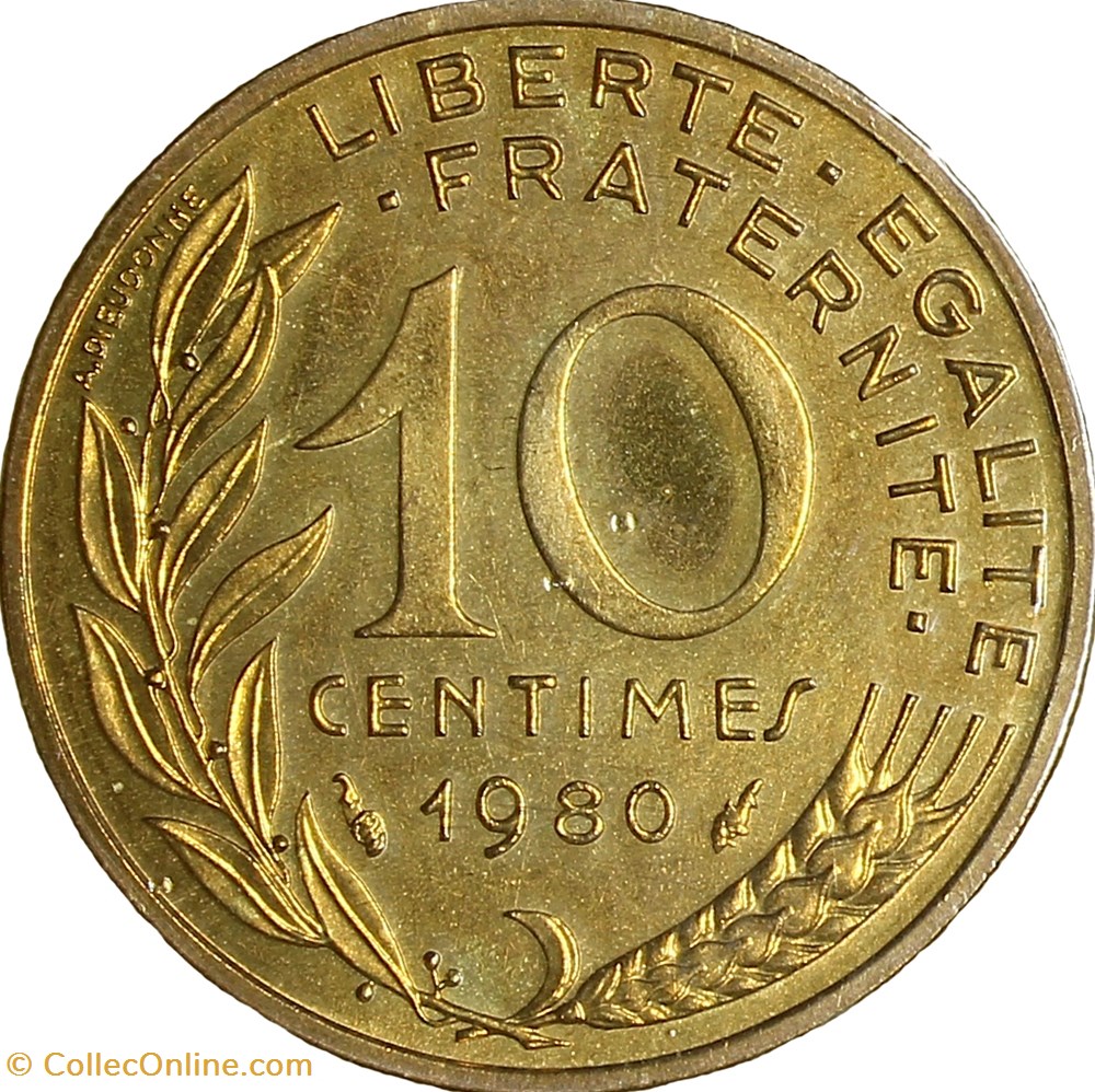 monnaies monde france 10 centimes marianne fdc 1980