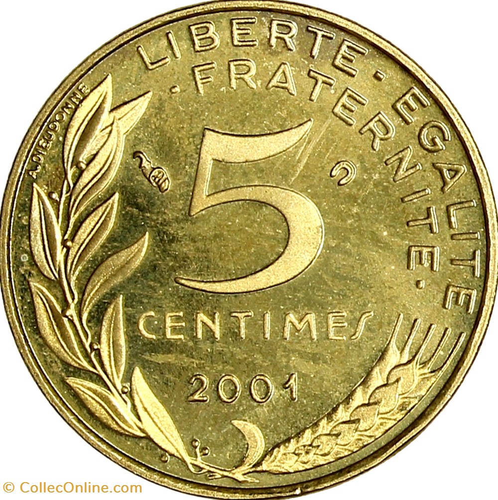5 centimes Marianne, BE, 2001 monnaies monde france 5 centimes marianne be 2001