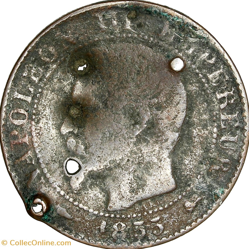 Cinq centimes, tête nue, Napoléon III, 1855, chien, Lyon monnaies monde france cinq centimes tete nue napoleon iii 1855 chien lyon
