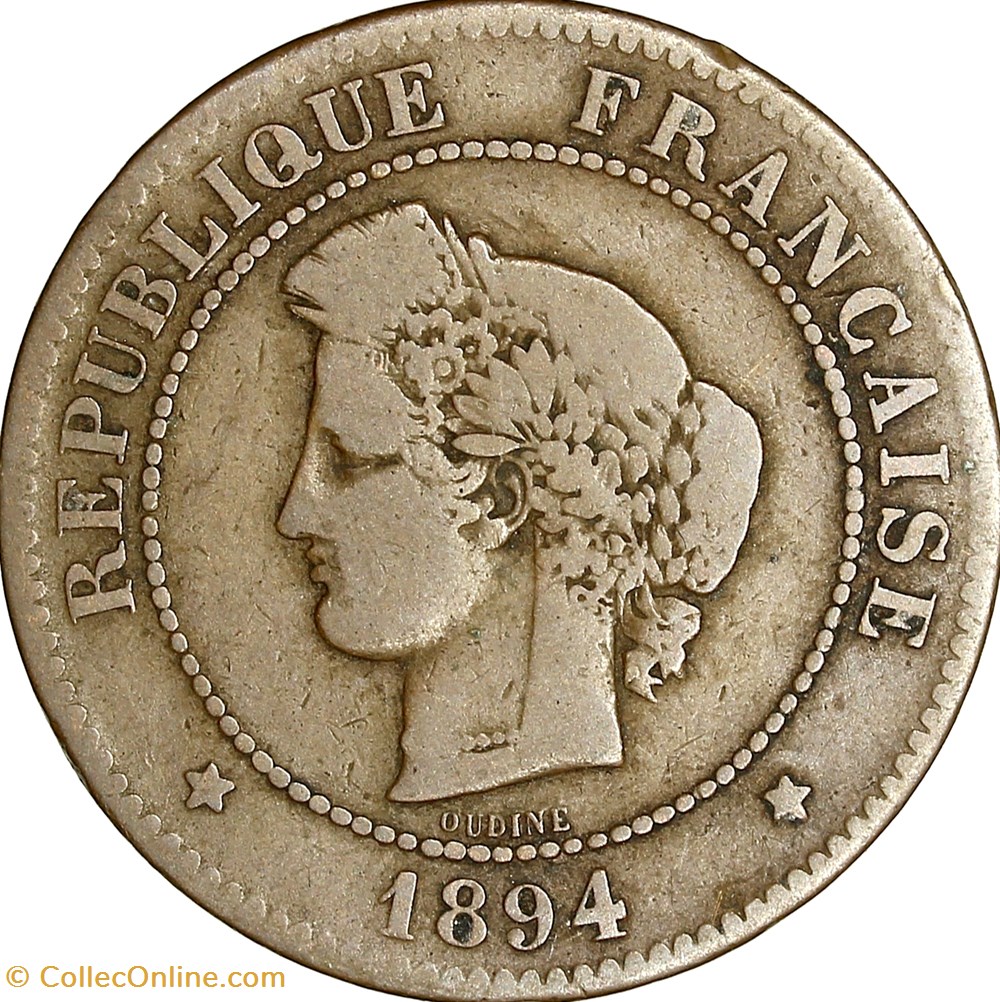 5 centimes Cérès, IIIe République, 1894, Paris monnaies monde france 5 centimes ceres iiie republique 1894 paris