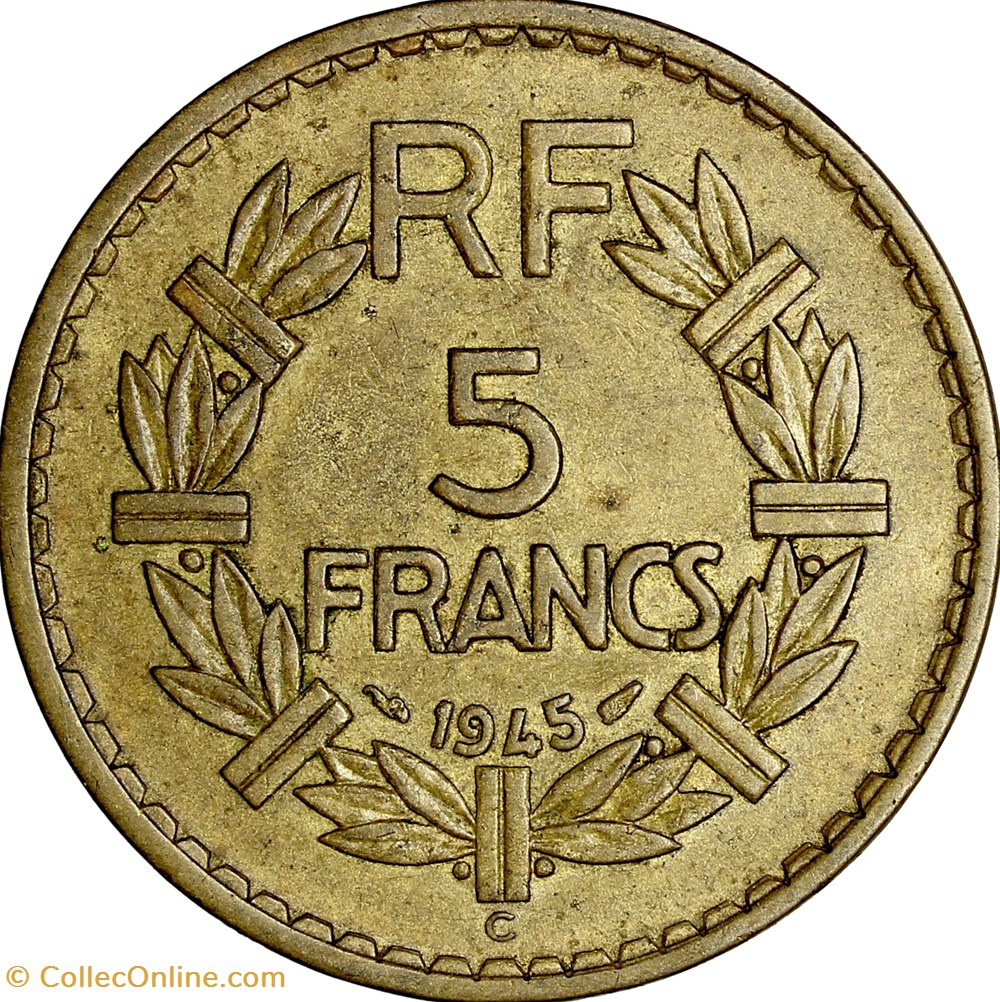 5 francs Lavrillier, bralu, GPRF, 1945, Castelsarrasin monnaies monde france 5 francs lavrillier bralu gprf 1945 castelsarrasin