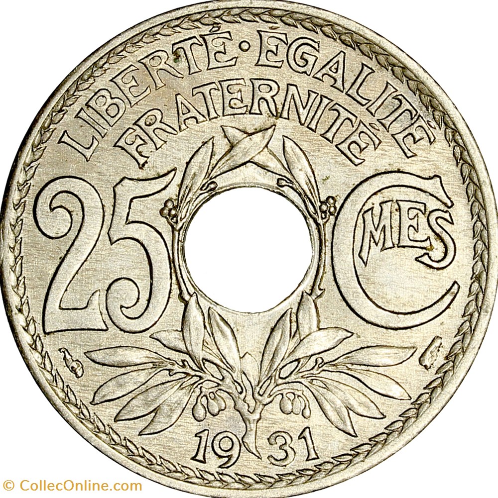 25 centimes Lindauer, IIIe République, 1931 monnaies france modernes 25 centimes lindauer iiie republique 1931