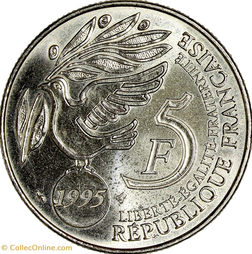 5 francs ONU, BU, 1995 monnaies monde france 5 francs onu bu 1995