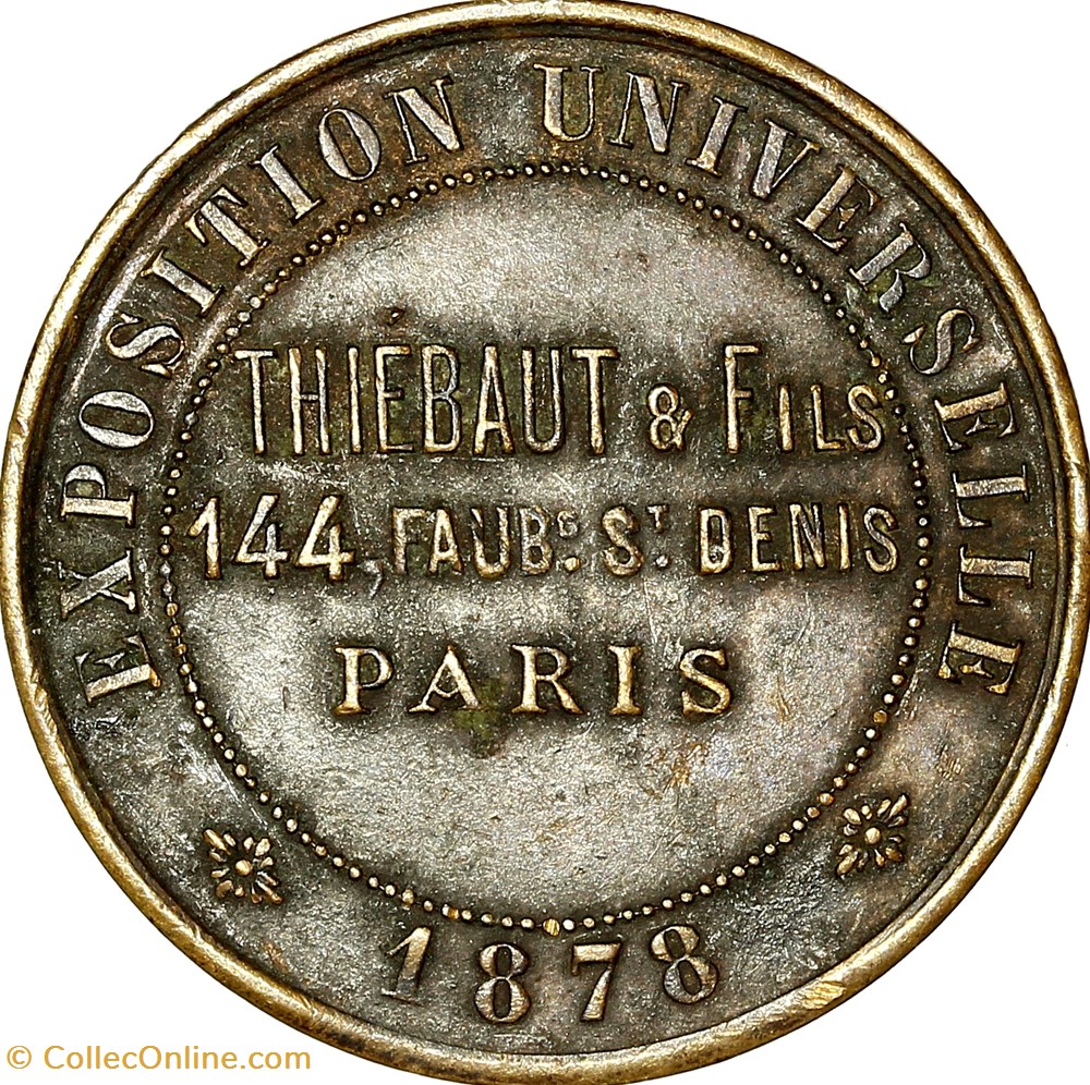 Jeton de l'Exposition Universelle de 1878, Thiebaut & fils monnaies jetons mereaux jeton de exposition universelle de 1878 thiebaut fils