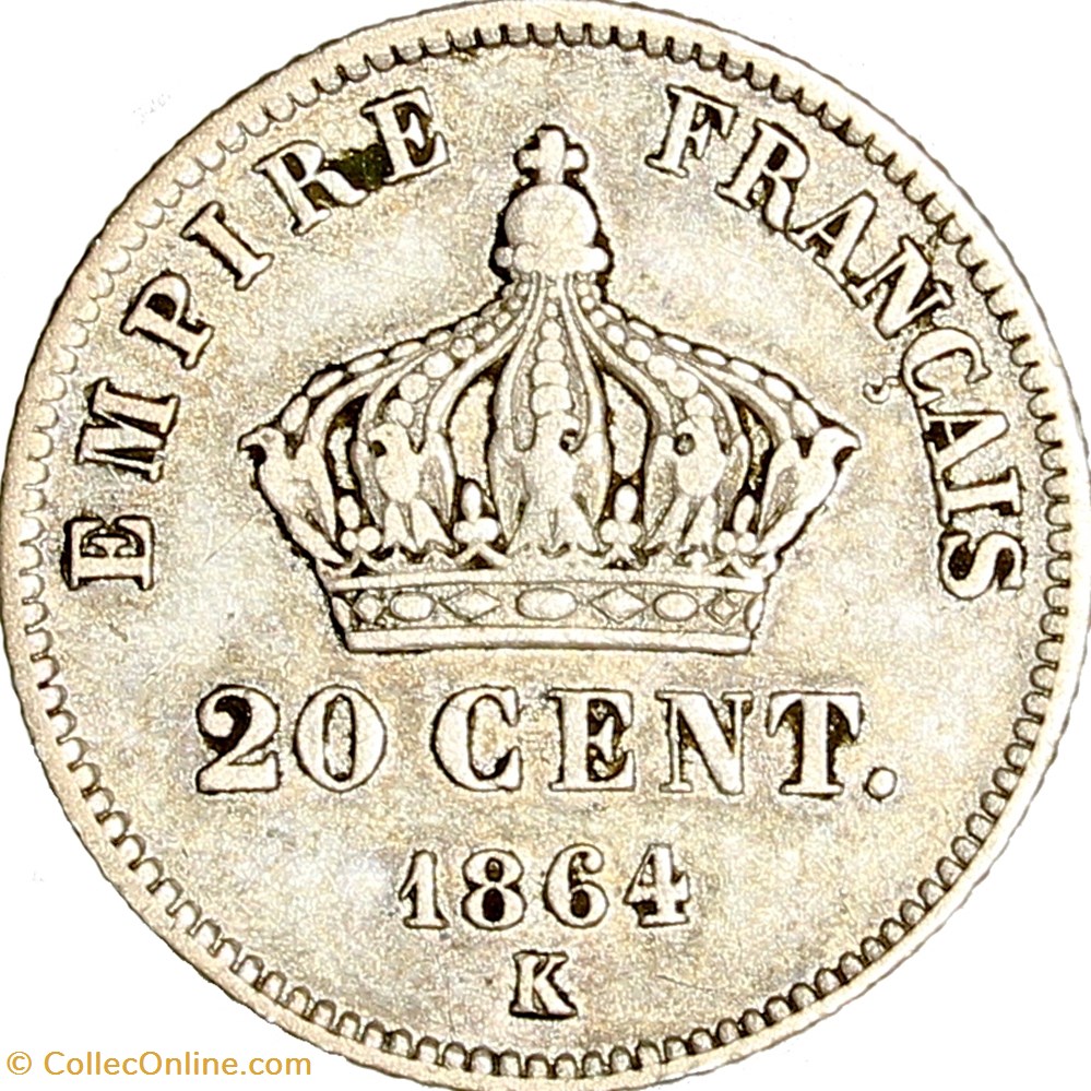 monnaies monde france 20 centimes napoleon iii tete lauree petit module napoleon iii 1864 bordeaux