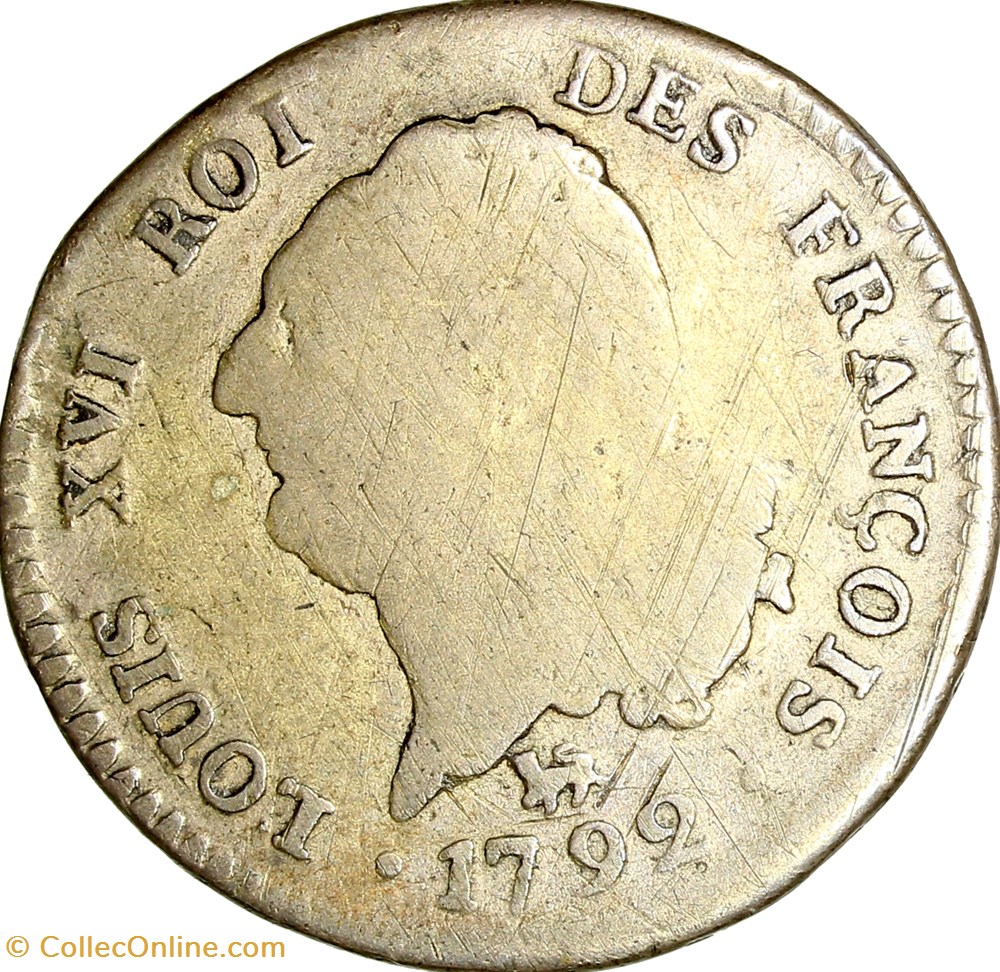 30 sols au Génie, type François, Louis XVI, 1792, an 4, Paris monnaies monde france 30 sols au genie type francois louis xvi 1792 an 4 paris