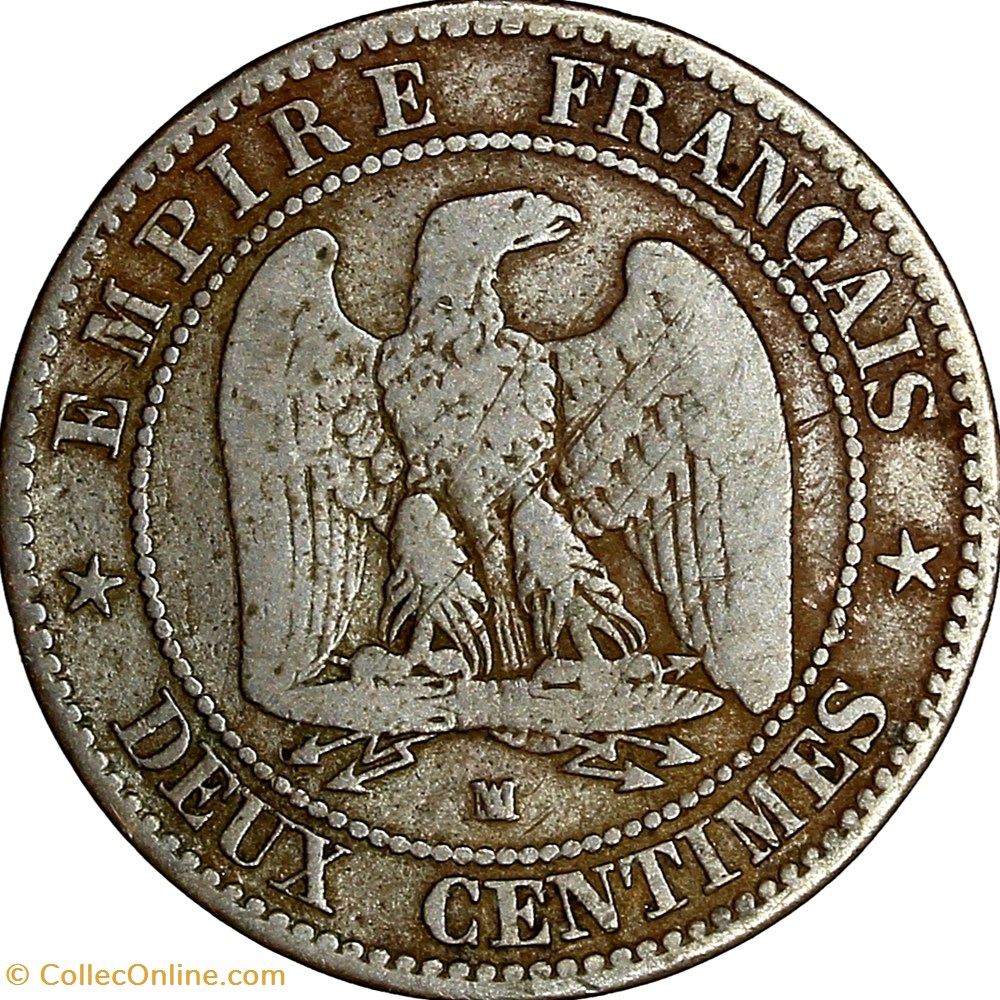 Deux centimes, tête nue, Napoléon III, 1853, Marseille monnaies monde france deux centimes tete nue napoleon iii 1853 marseille