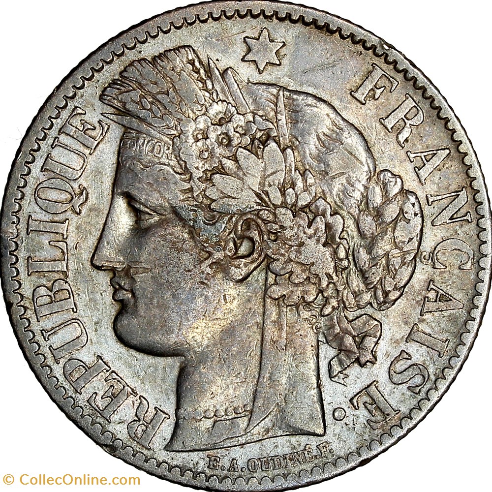 2 francs Cérès, avec légende, IIIe République, 1887, Paris monnaies monde france 2 francs ceres avec legende iiie republique 1887 paris