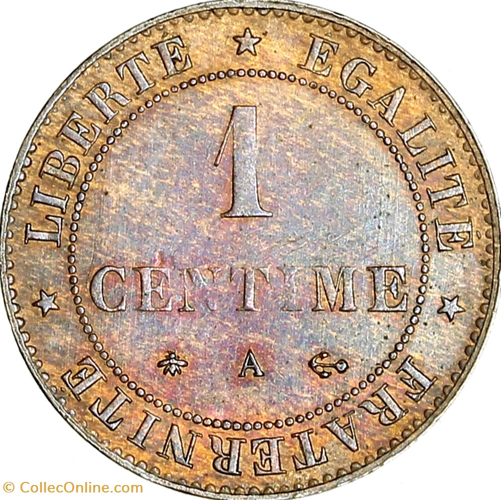 1 centime Cérès, IIIe République, 1877, Paris monnaies monde france 1 centime ceres iiie republique 1877 paris