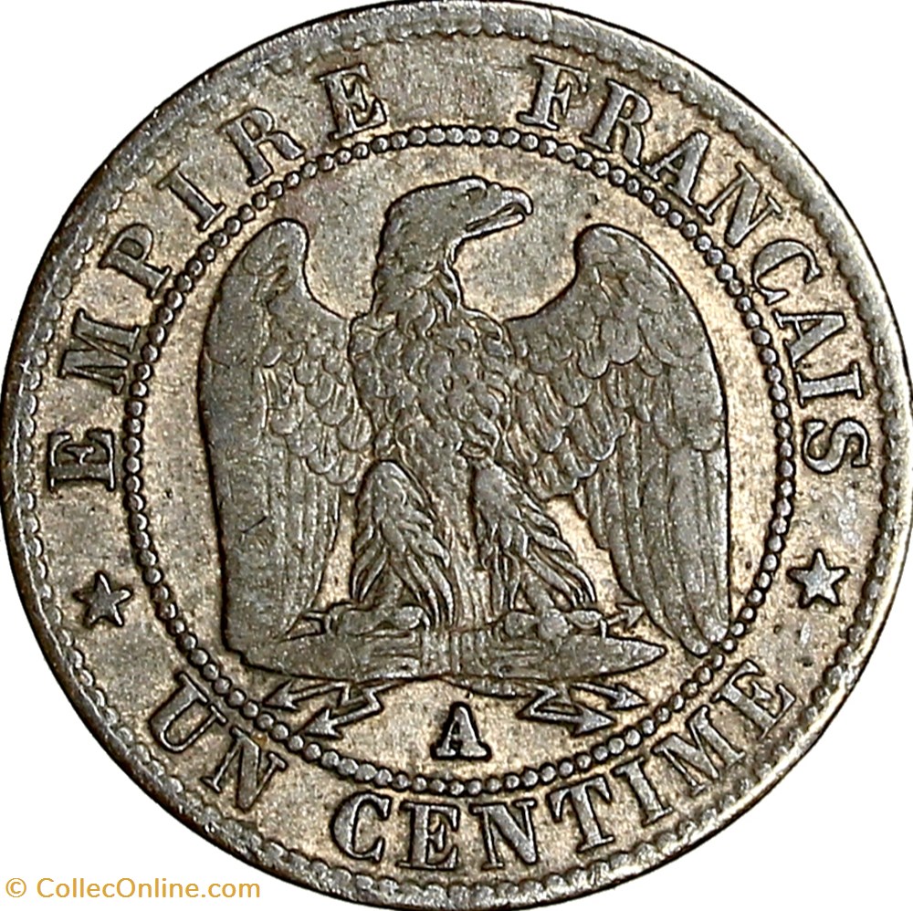 monnaies monde france un centime tete nue napoleon iii 1856 paris