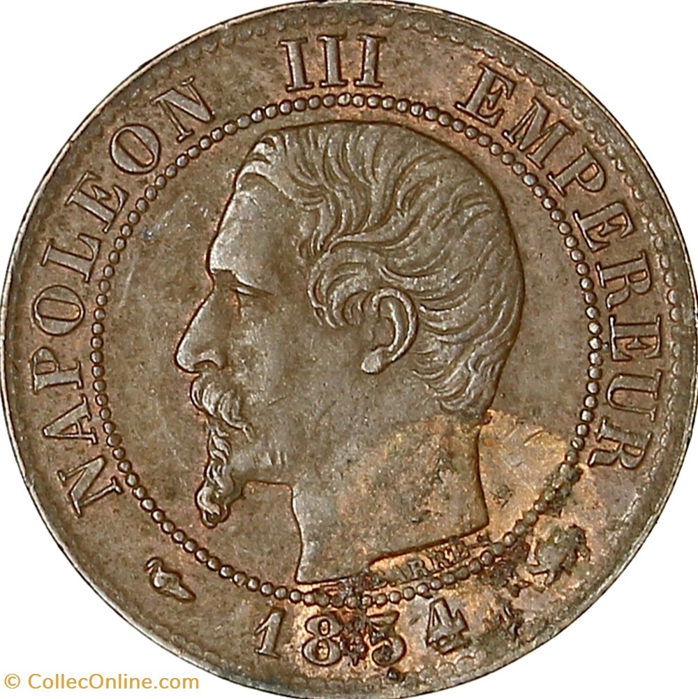Un centime, tête nue, Napoléon III, 1854, Lyon monnaies monde france un centime tete nue napoleon iii 1854 lyon