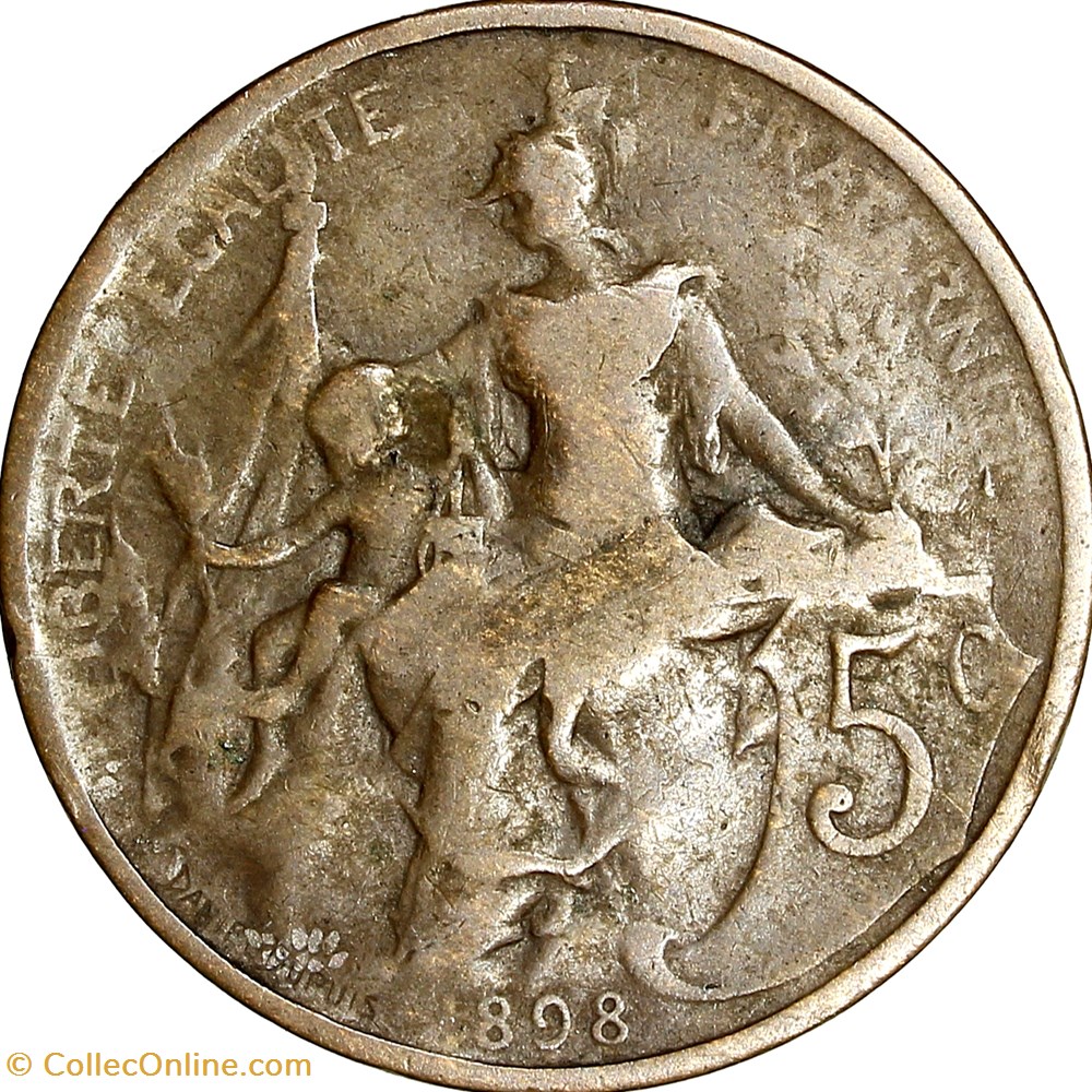 5 centimes Daniel-Dupuis, IIIe République, 1898 monnaies france modernes 5 centimes daniel dupuis iiie republique 1898