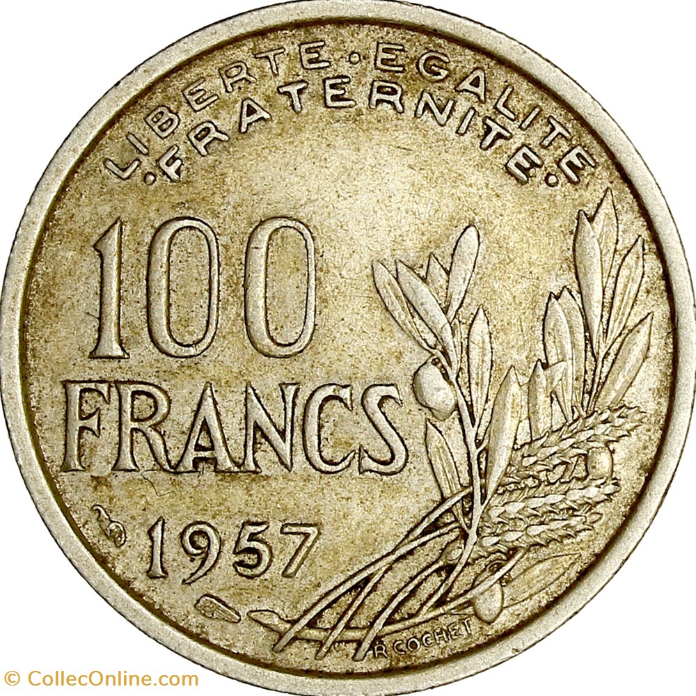 monnaies france modernes 100 francs cochet ive republique 1957
