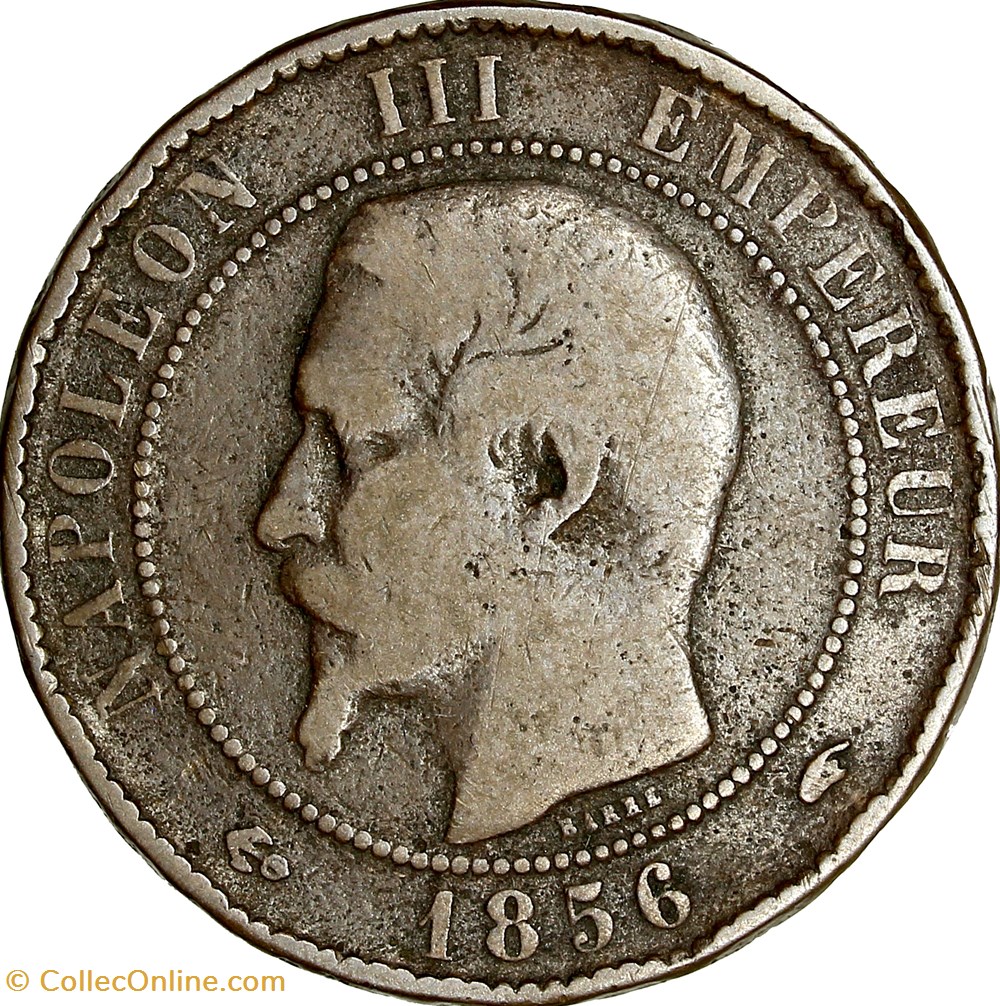 monnaies monde france dix centimes tete nue napoleon iii 1856 paris
