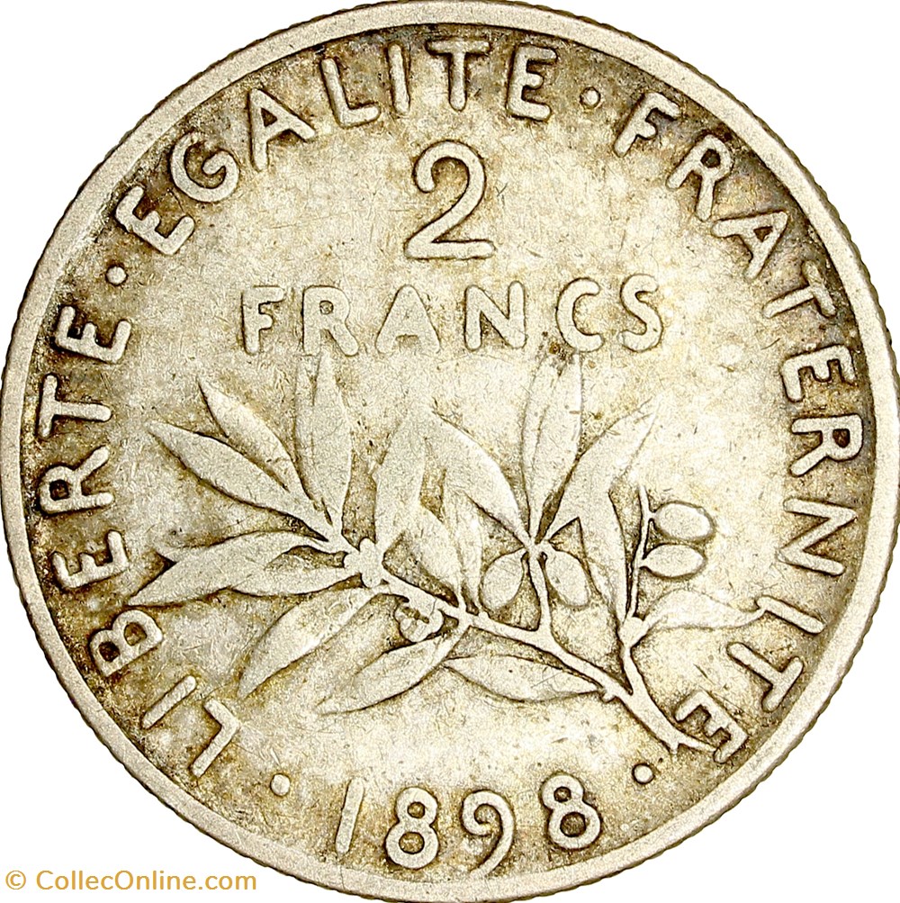 2 francs Semeuse, IIIe République, 1898 monnaies monde france 2 francs semeuse iiie republique 1898