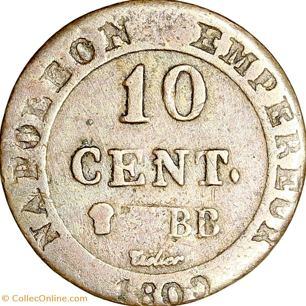 10 cent. à l'N couronnée, Napoléon Ier, 1809, Strasbourg - Monnaies