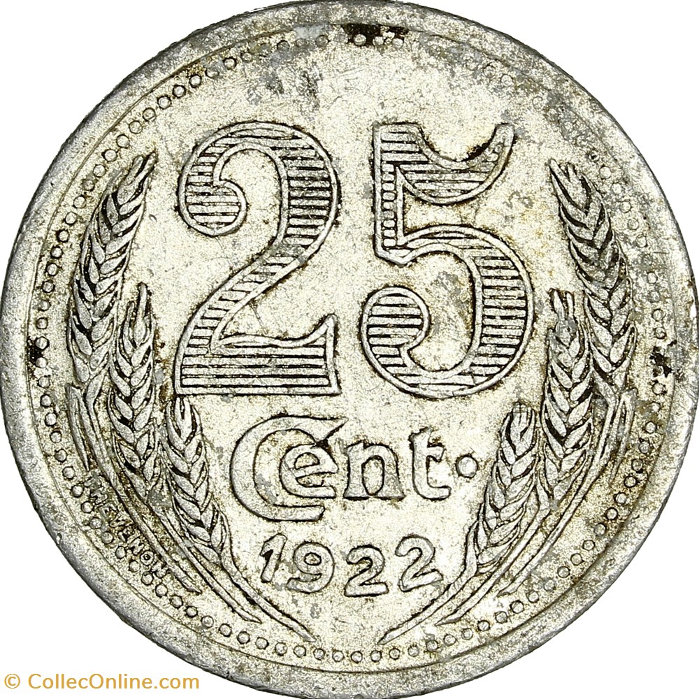 25 centimes, Chambre de Commerce d'Eure-et-Loir, 1922 monnaies monde france 25 centimes chambre de commerce eure et loir 1922