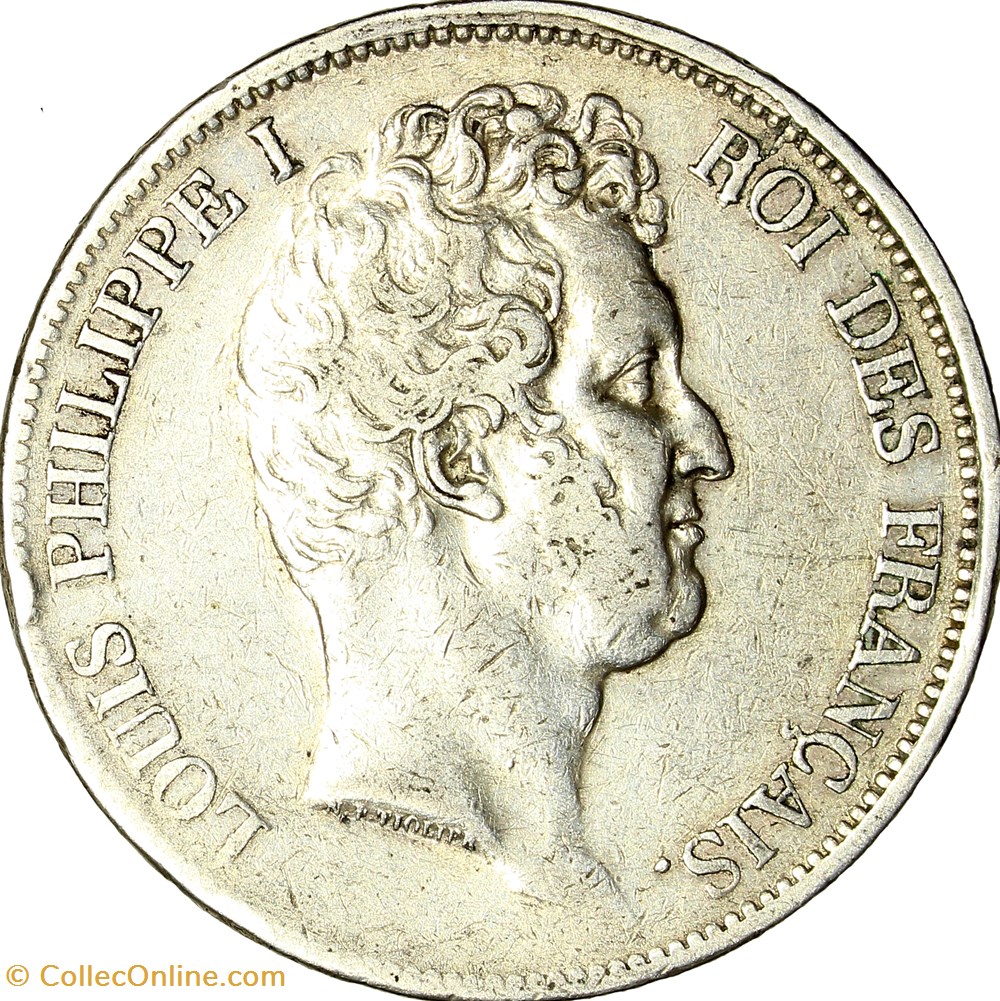 5 francs, type Tiolier, avec I, tranche en creux, Louis-Philippe Ier, 1831, Paris monnaies monde france 5 francs type tiolier avec i tranche en creux louis philippe ier 1831 paris