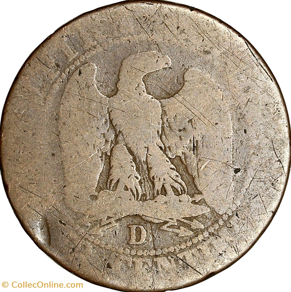 monnaies monde france cinq centimes tete nue napoleon iii 1855 ancre lyon