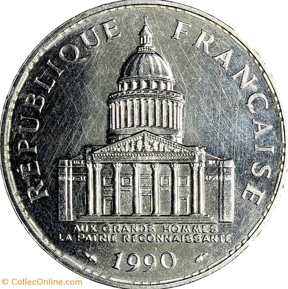 monnaies monde france 100 francs pantheon 1990
