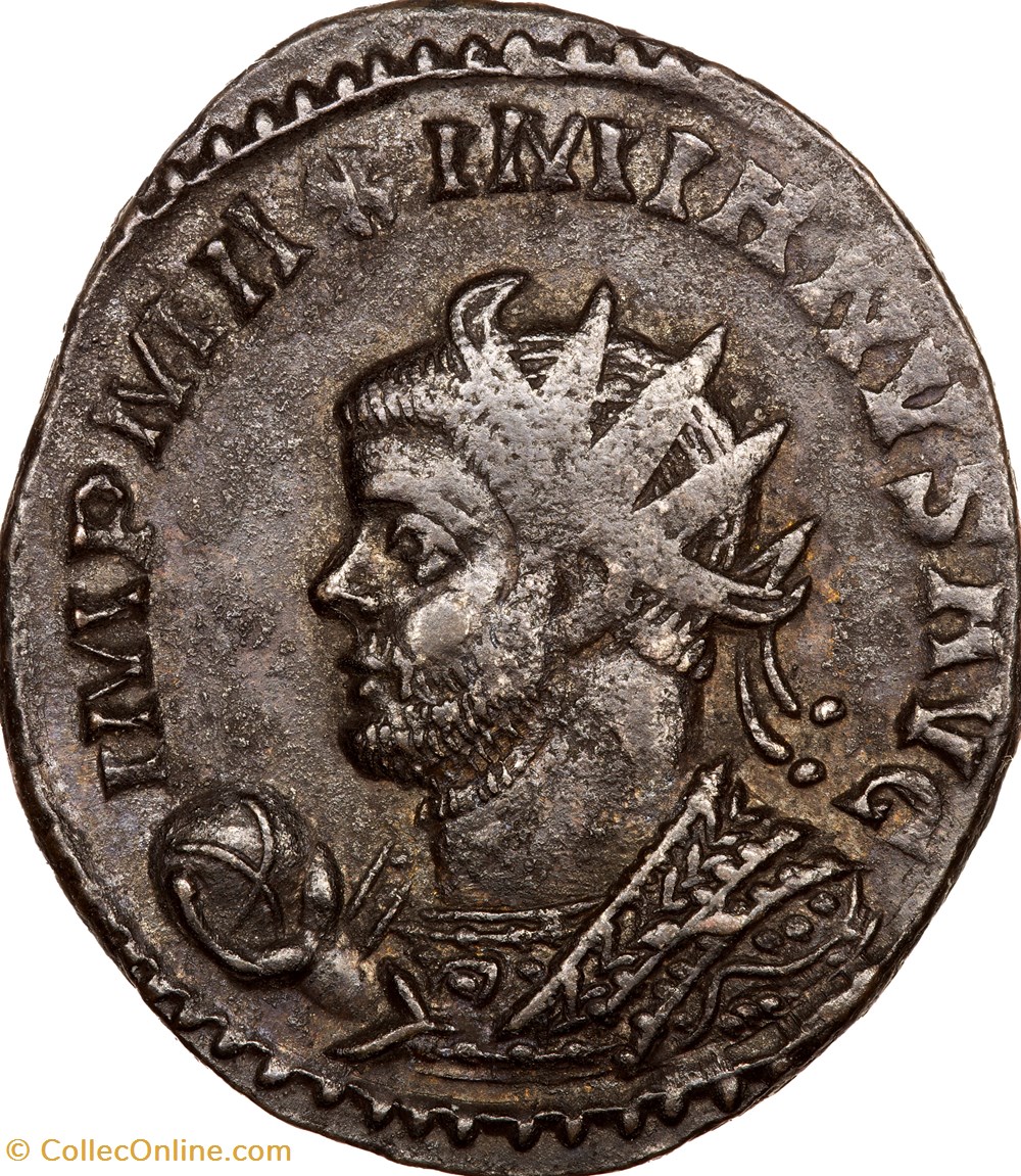 Aurelianus de Maximien Hercule, Jupiter, printemps 290 - 291, Lyon monnaies antiques romaines imperiales et republicaines aurelianus de maximien hercule jupiter printemps 290 291 lyon