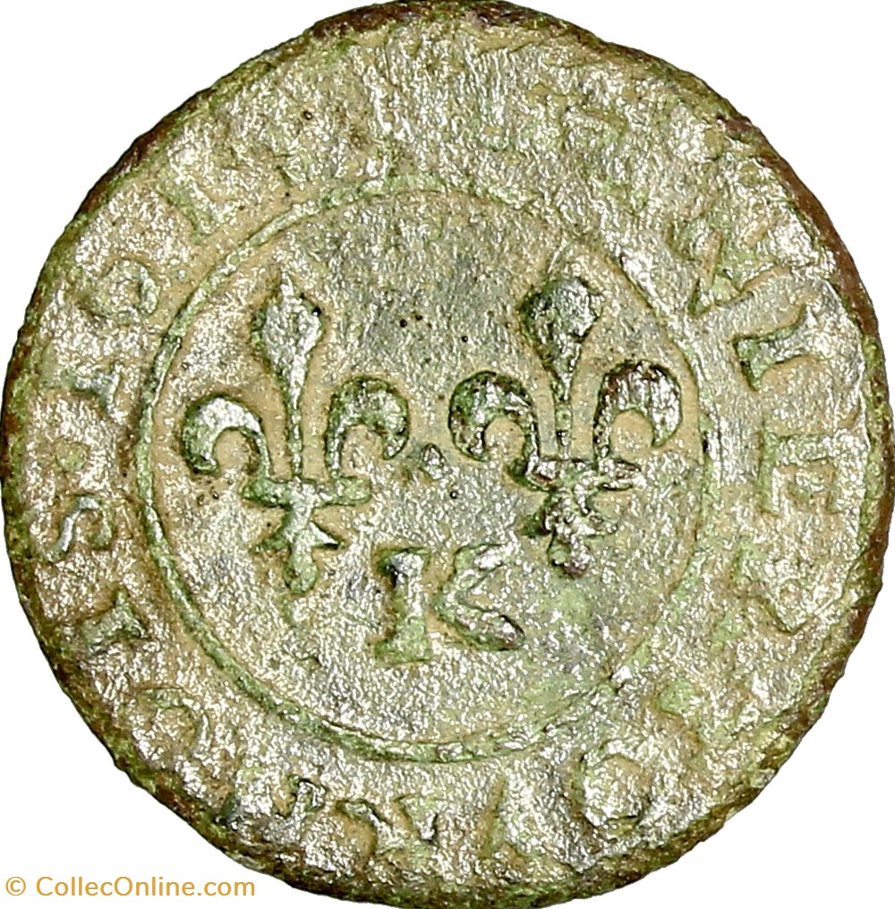 Denier tournois, Louis XIII, 1614, Bordeaux monnaies europe medievale france royales denier tournois louis xiii 1614 bordeaux