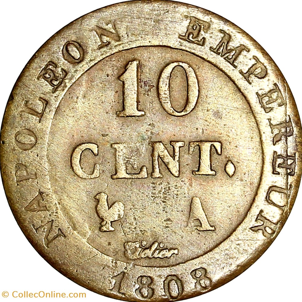 10 cent. à l'N couronnée, Napoléon Ier, 1808, Paris monnaies monde france 10 cent a n couronnee napoleon ier 1808 paris