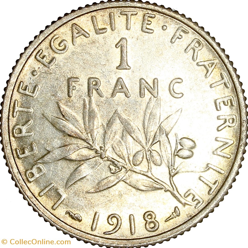 1 franc Semeuse, IIIe République, 1918 monnaies monde france 1 franc semeuse iiie republique 1918