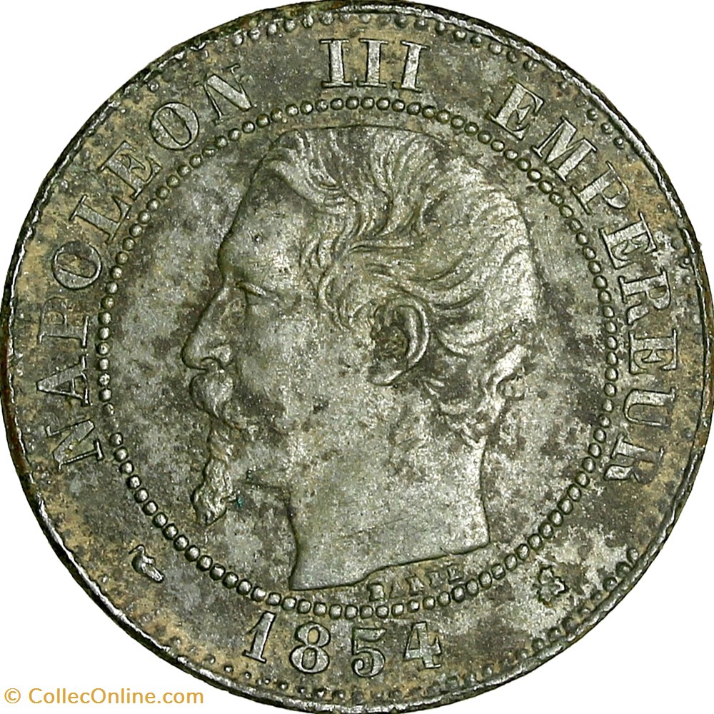 Deux centimes, tête nue, Napoléon III, 1854, Bordeaux monnaies monde france deux centimes tete nue napoleon iii 1854 bordeaux