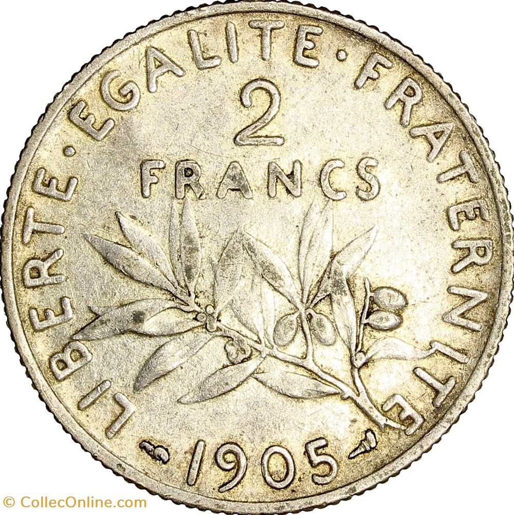 2 francs Semeuse, IIIe République, 1905 monnaies monde france 2 francs semeuse iiie republique 1905