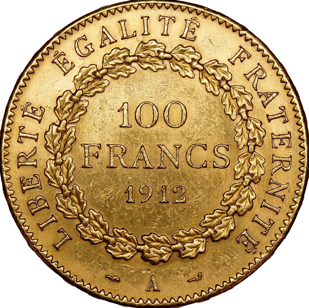 100 francs au Génie, IIIe République, 1912, Paris monnaies monde france 100 francs au genie iiie republique 1912 paris