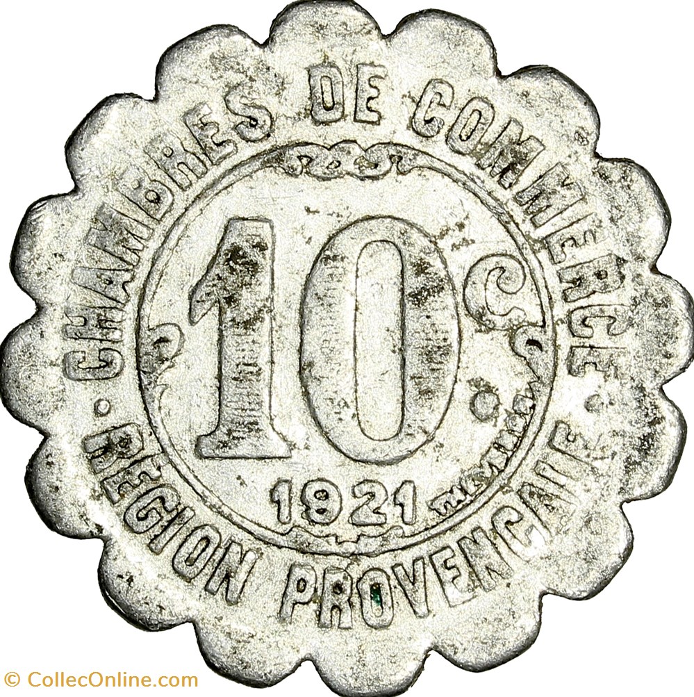 10 centimes, Chambres de Commerce, Région Provençale, 1921 monnaies monde france 10 centimes chambres de commerce region provencale 1921