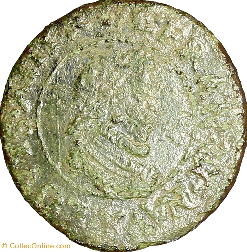 Denier tournois, Louis XIII, 1614, Bordeaux monnaies europe medievale france royales denier tournois louis xiii 1614 bordeaux