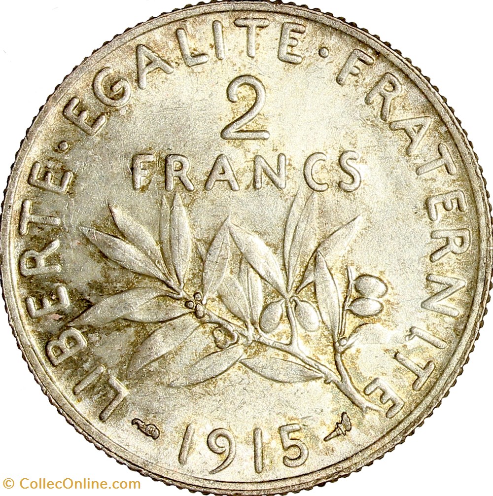 2 francs Semeuse, IIIe République, 1915 monnaies monde france 2 francs semeuse iiie republique 1915
