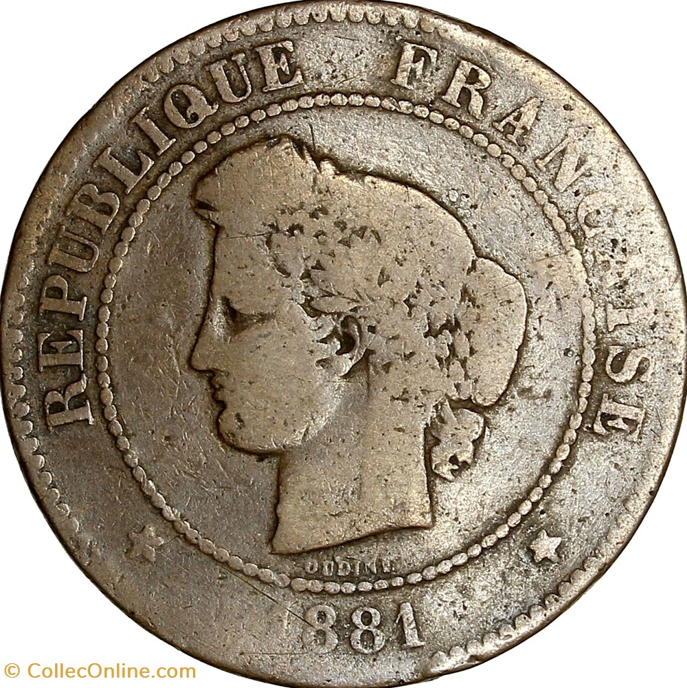 monnaies monde france 5 centimes ceres iiie republique 1881 paris