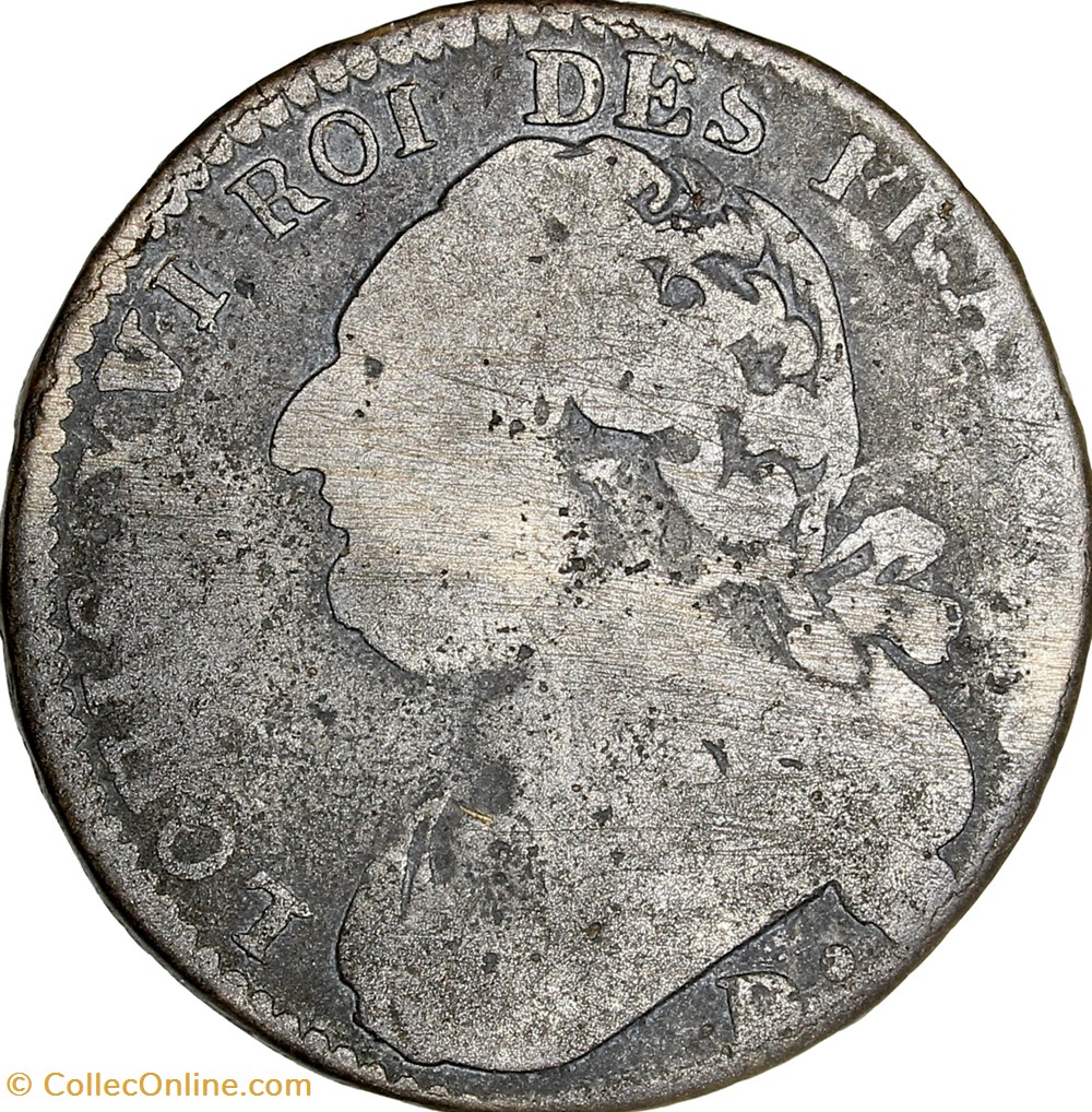12 deniers au faisceau type François, Louis XVI, 1793, an 5, Dijon monnaies monde france 12 deniers au faisceau type francois louis xvi 1793 an 5 dijon