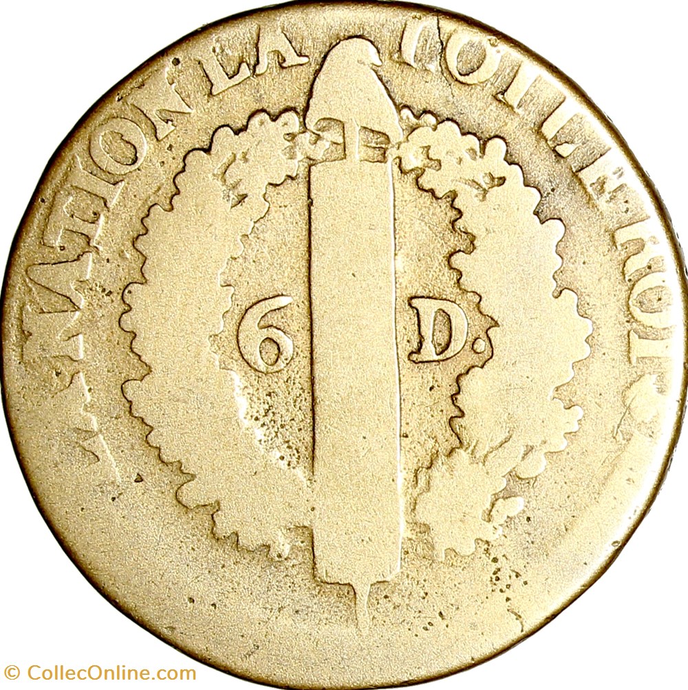 6 deniers au faisceau, type François, Louis XVI, 1793, an 5, Nantes monnaies monde france 6 deniers au faisceau type francois louis xvi 1793 an 5 nantes