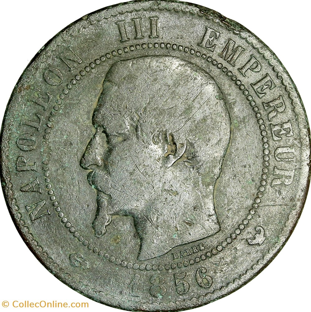 Dix centimes, tête nue, Napoléon III, 1856, Lille monnaies monde france dix centimes tete nue napoleon iii 1856 lille