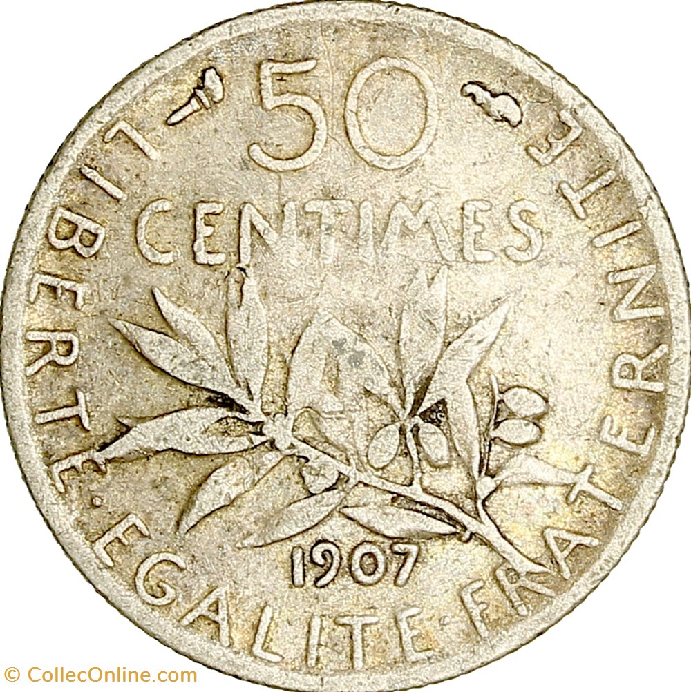 50 centimes Semeuse, IIIe République, 1907 monnaies monde france 50 centimes semeuse iiie republique 1907
