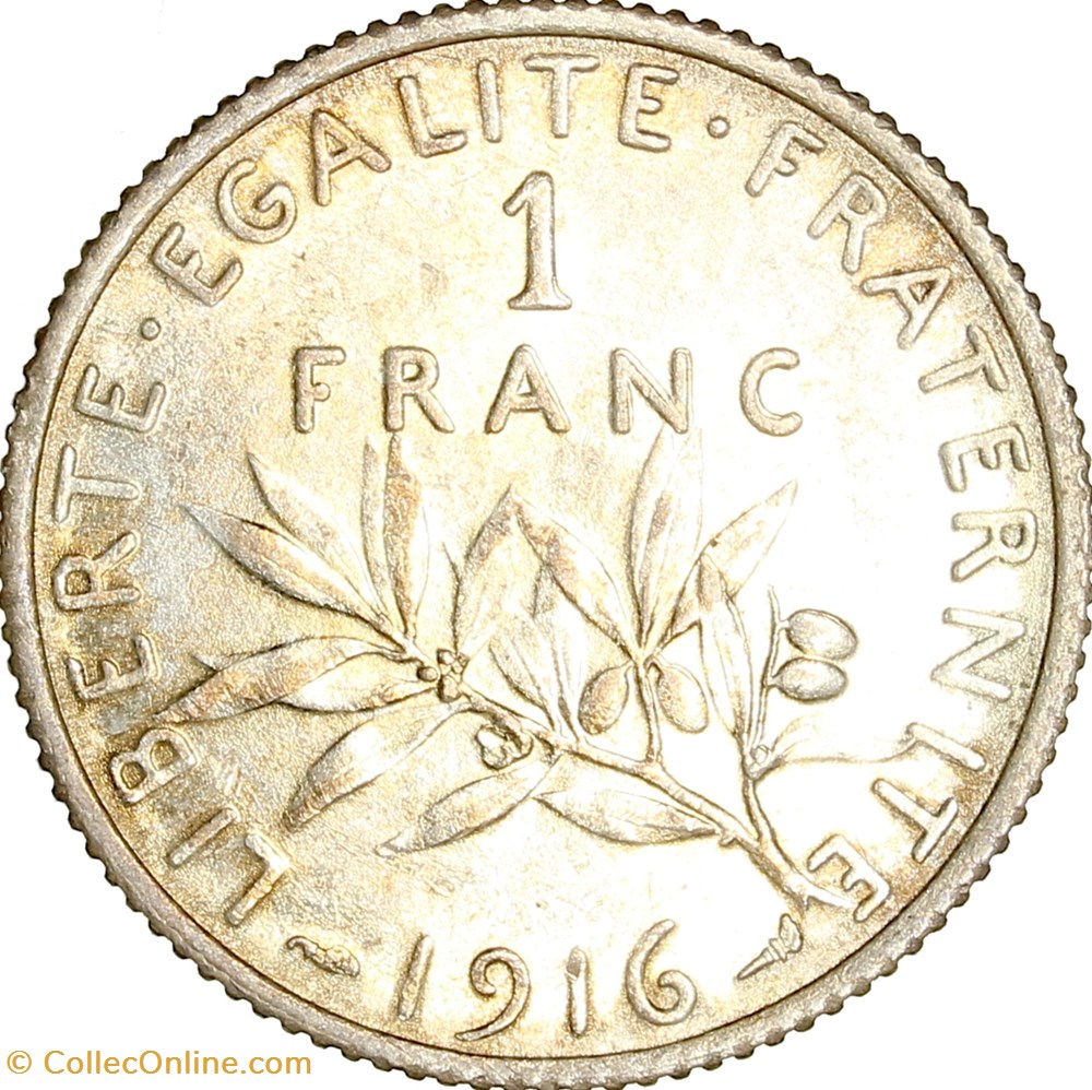 1 franc Semeuse, IIIe République, 1916 monnaies monde france 1 franc semeuse iiie republique 1916