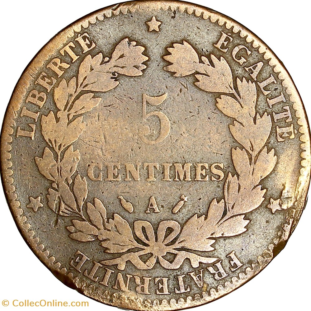 5 centimes Cérès, IIIe République, 1889, Paris monnaies monde france 5 centimes ceres iiie republique 1889 paris
